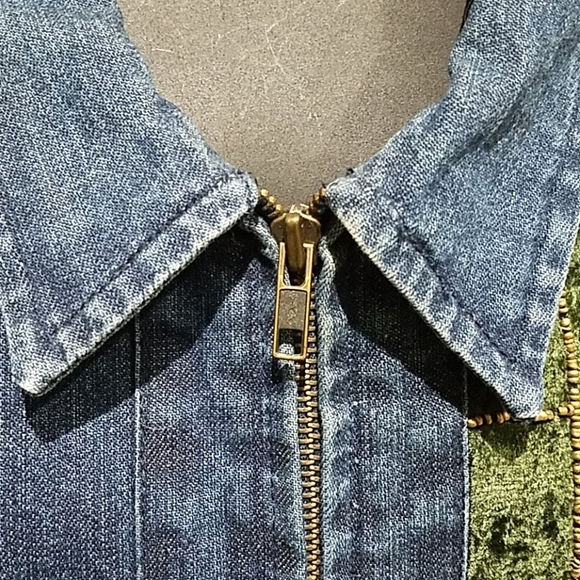 DENIM VINTAGE SHACKET EMBELLISHED JEAN BUTTON DOWN PLUS SIZE 24WP PATCHWORK - Picture 7 of 9